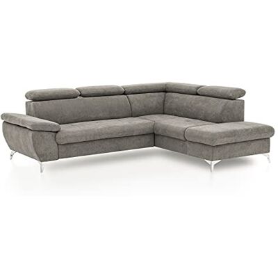 Mivano Ecksofa Gisele / Eckcouch mit Schlaffunktion, Stauraum, Armteilfunktion und Kopfteilverstellung / 256 x 83 x 209 / Velours, Beige Mivano Ecksofa Gisele / Eckcouch mit Schlaffunktion, Stauraum, Armteilfunktion und Kopfteilverstellung / 256 x 83 x 209 / Velours, Beige