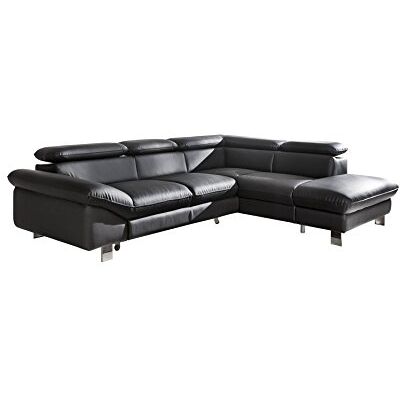 Mivano Ecksofa Driver in modernem Design / Ledersofa in L-Form mit Ottomane links / Inkl. verstellbare Kopfstützen / 266 x 73 x 214 / Kunstleder schwarz Mivano Ecksofa Driver in modernem Design / Ledersofa in L-Form mit Ottomane links / Inkl. verstellbare Kopfstützen / 266 x 73 x 214 / Kunstleder schwarz