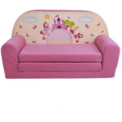 FORTISLINE Kindersofa MINI ausklappbar 78 x 40 x 45 cm Kindercouch aus Mikrofaser mit Liegefläche 104 cm, abnehmbarem waschbarem Bezug, Oeko-TEX Standard 100, Rosa Castle FORTISLINE Kindersofa MINI ausklappbar 78 x 40 x 45 cm Kindercouch aus Mikrofaser mit Liegefläche 104 cm, abnehmbarem waschbarem Bezug, Oeko-TEX Standard 100, Rosa Castle