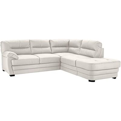 Mivano Ecksofa Royale / Zeitloses Sofa in L-Form mit Ottomane und hohen Rückenlehnen / 246 x 90 x 230 / Lederoptik, weiß Mivano Ecksofa Royale / Zeitloses Sofa in L-Form mit Ottomane und hohen Rückenlehnen / 246 x 90 x 230 / Lederoptik, weiß