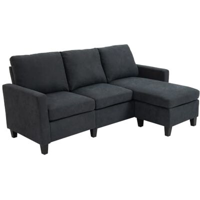 HOMCOM Ecksofa Couch, Wendbar Chaiselongue, 197 x 139 x 91 cm, Dunkelgrau Couch, Sofa, L Form, Gepolsterte Eckcouch, für Wohnzimmer, Schlafzimmer HOMCOM Ecksofa Couch, Wendbar Chaiselongue, 197 x 139 x 91 cm, Dunkelgrau Couch, Sofa, L Form, Gepolsterte Eckcouch, für Wohnzimmer, Schlafzimmer