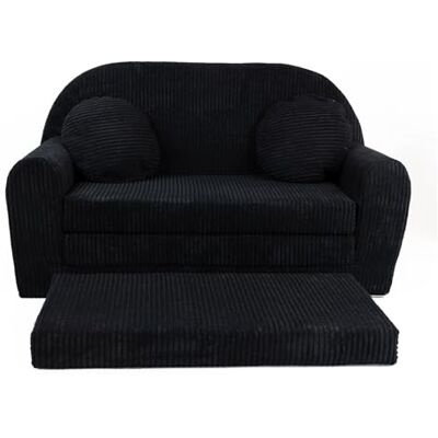 FORTISLINE Kindersofa XXL ausklappbar 96x57x48 cm Kindercouch aus Cord mit Liegefläche 165 cm, Kinderzimmer Sofa mit 2 Kissen, Abnehmbarer waschbarer Bezug, Oeko-TEX Standard 100 FORTISLINE Kindersofa XXL ausklappbar 96x57x48 cm Kindercouch aus Cord mit Liegefläche 165 cm, Kinderzimmer Sofa mit 2 Kissen, Abnehmbarer waschbarer Bezug, Oeko-TEX Standard 100