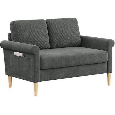 Vesgantti Sofa 2 Sitzer, Kleine Stoffcouch mit Armlehne,Mini Sofa für Wohnzimmer/Wohnung/Büro, Einfache Montage 123 x 70 x 88CM Vesgantti Sofa 2 Sitzer, Kleine Stoffcouch mit Armlehne,Mini Sofa für Wohnzimmer/Wohnung/Büro, Einfache Montage 123 x 70 x 88CM