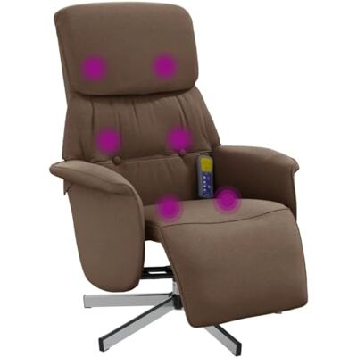 MAISONCHIC - Massagesessel Braun Stoff - Relaxsessel mit Fußstütze MAISONCHIC - Massagesessel Braun Stoff - Relaxsessel mit Fußstütze