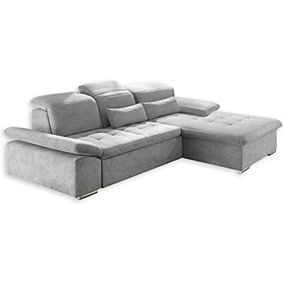 Stella Trading WAYNE Ecksofa mit Schlaffunktion, Stoffbezug Silber Ausziehbare Eckcouch mit verstellbaren Armlehnen und Kopfteilen 276 x 81(104) x 188 cm (B/H/T) Stella Trading WAYNE Ecksofa mit Schlaffunktion, Stoffbezug Silber Ausziehbare Eckcouch mit verstellbaren Armlehnen und Kopfteilen 276 x 81(104) x 188 cm (B/H/T)