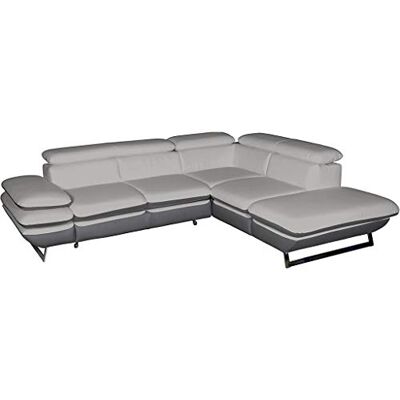 Mivano Ecksofa Prestige / Couch in L-Form mit Ottomane / Kopfteile und Armteil verstellbar / 265 x 74 x 223 / Zweifarbiges Kunstleder, hellgrau/dunkelgrau Mivano Ecksofa Prestige / Couch in L-Form mit Ottomane / Kopfteile und Armteil verstellbar / 265 x 74 x 223 / Zweifarbiges Kunstleder, hellgrau/dunkelgrau