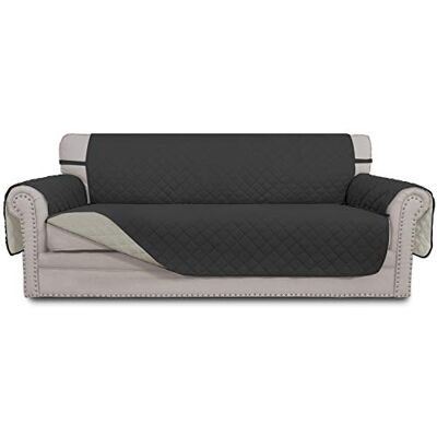 Easy-Going Wendebarer Couchbezug für 3 Kissen, Couch, Sofabezug für Hunde, wasserabweisend, Möbelschutz, Abdeckung mit Schaumstoffstäben, elastische Bänder für Haustier Katze (Sofa, Dunkelgrau/Beige) Easy-Going Wendebarer Couchbezug für 3 Kissen, Couch, Sofabezug für Hunde, wasserabweisend, Möbelschutz, Abdeckung mit Schaumstoffstäben, elastische Bänder für Haustier Katze (Sofa, Dunkelgrau/Beige)