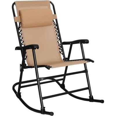 Amazon Faltbarer Schaukelstuhl ergonomisch, kopfstütze, armlehne, 98 x 95 x 66 cm, Beige Amazon Faltbarer Schaukelstuhl ergonomisch, kopfstütze, armlehne, 98 x 95 x 66 cm, Beige