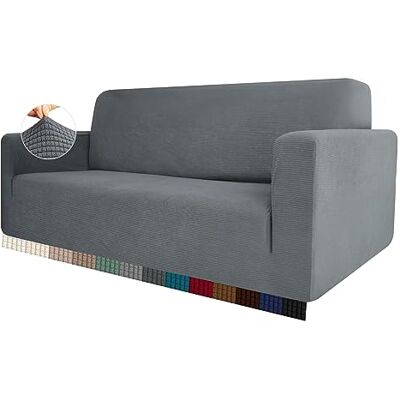 HEYOMART Stretch Sofabezug 1 Stück Sofahusse Spandex Jacquard Elastische Couchbezug mit Anti-Rutsch-Schaumstoffe (L-förmiges Ecksofa erfordert Zwei) 2 Seater, Hellgrau HEYOMART Stretch Sofabezug 1 Stück Sofahusse Spandex Jacquard Elastische Couchbezug mit Anti-Rutsch-Schaumstoffe (L-förmiges Ecksofa erfordert Zwei) 2 Seater, Hellgrau