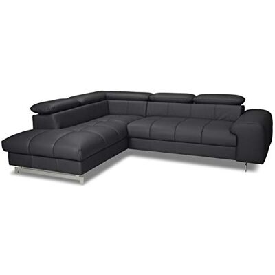Mivano Ecksofa Chef / L-Sofa mit Ottomane und verstellbaren Kopfstützen in Lederoptik / 262 x 72 x 206 / Kunstleder Schwarz Mivano Ecksofa Chef / L-Sofa mit Ottomane und verstellbaren Kopfstützen in Lederoptik / 262 x 72 x 206 / Kunstleder Schwarz