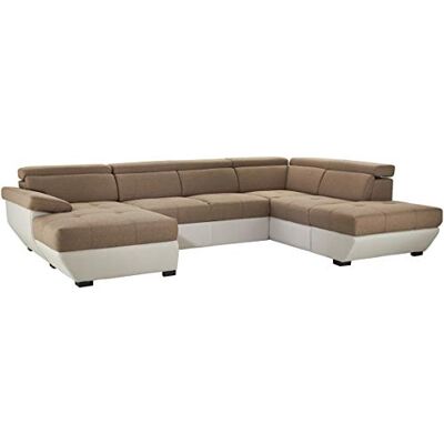 Mivano U-Form-Schlafsofa Speedway, Moderne Wohnlandschaft mit Bett, Stauraum und verstellbaren Kopfteilen, 332 x 79 x 222, Zweifarbiger Bezug, Braun/Hellgrau Mivano U-Form-Schlafsofa Speedway, Moderne Wohnlandschaft mit Bett, Stauraum und verstellbaren Kopfteilen, 332 x 79 x 222, Zweifarbiger Bezug, Braun/Hellgrau