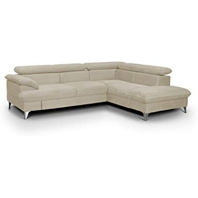Mivano Schlafsofa David / Moderne Eckcouch mit verstellbaren Kopfteilen, Bettfunktion und Stauraum / 256 x 71 x 208 / Mikrofaser-Bezug, Creme-Weiß Mivano Schlafsofa David / Moderne Eckcouch mit verstellbaren Kopfteilen, Bettfunktion und Stauraum / 256 x 71 x 208 / Mikrofaser-Bezug, Creme-Weiß