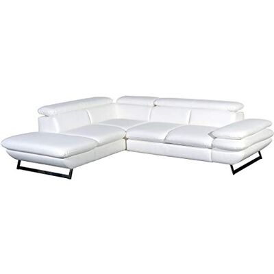 Mivano Ecksofa Prestige / Schlafsofa in L-Form mit Ottomane und Bettfunktion / Kopfstützen und Armlehne verstellbar / 265 x 74 x 223 / Kunstleder, weiß Mivano Ecksofa Prestige / Schlafsofa in L-Form mit Ottomane und Bettfunktion / Kopfstützen und Armlehne verstellbar / 265 x 74 x 223 / Kunstleder, weiß