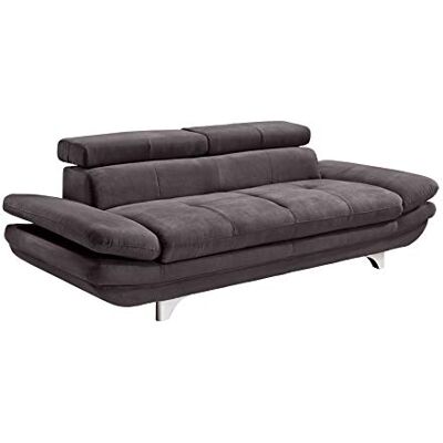 Mivano 3er-Sofa Enterprise / Dreisitzer-Couch mit Armteilfunktion und Kopfteilverstellung / 233 x 72 x 104 / Mikrofaser-Bezug, dunkelgrau Mivano 3er-Sofa Enterprise / Dreisitzer-Couch mit Armteilfunktion und Kopfteilverstellung / 233 x 72 x 104 / Mikrofaser-Bezug, dunkelgrau