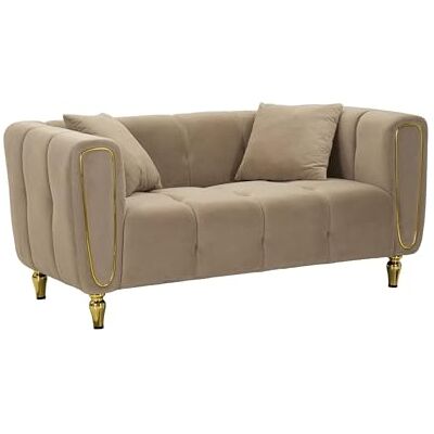 Dmora 2-Sitzer festes Sofa Japura, lineares Sofa, Sofa für Wohnzimmer, Lineare Stoffstruktur, 81x155 h71 cm, Grau und Gold Dmora 2-Sitzer festes Sofa Japura, lineares Sofa, Sofa für Wohnzimmer, Lineare Stoffstruktur, 81x155 h71 cm, Grau und Gold