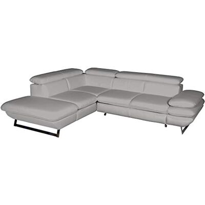 Mivano Ecksofa Prestige / L-Form-Sofa mit Ottomane / Kopfstützen und Armlehne verstellbar / 265 x 74 x 223 / Kunstleder, hellgrau Mivano Ecksofa Prestige / L-Form-Sofa mit Ottomane / Kopfstützen und Armlehne verstellbar / 265 x 74 x 223 / Kunstleder, hellgrau