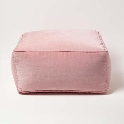 Homescapes Sitzpouf Samt rosa 60x60x27 cm, Sitzsack quadratisch, Sitzquader Bodenkissen Baumwollsamt Homescapes Sitzpouf Samt rosa 60x60x27 cm, Sitzsack quadratisch, Sitzquader Bodenkissen Baumwollsamt