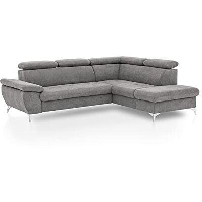 Mivano Ecksofa Gisele / Eckcouch mit Schlaffunktion, Stauraum, Armteilfunktion und Kopfteilverstellung / 256 x 83 x 209 / Velours, Graubraun Mivano Ecksofa Gisele / Eckcouch mit Schlaffunktion, Stauraum, Armteilfunktion und Kopfteilverstellung / 256 x 83 x 209 / Velours, Graubraun