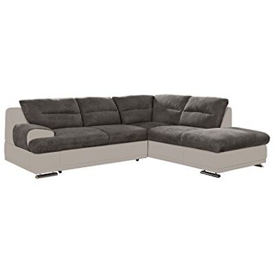 Mivano Ecksofa Coast / Große Sofagarnitur in L-Form mit Ottomane rechts / 264 x 88 x 217 / Materialmix: Braun/Beige Mivano Ecksofa Coast / Große Sofagarnitur in L-Form mit Ottomane rechts / 264 x 88 x 217 / Materialmix: Braun/Beige