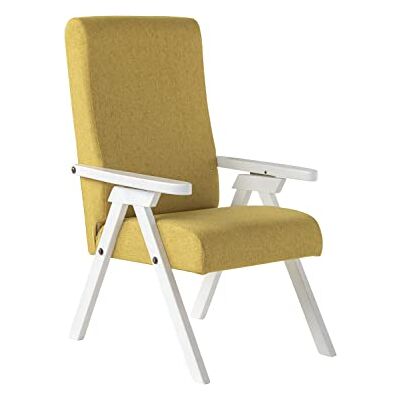 ESSEGI Fiammta SRL Sessel aus Holz, mit Liegefunktion, weiß lackiert, Stoff, Senfgelb, abziehbar ESSEGI Fiammta SRL Sessel aus Holz, mit Liegefunktion, weiß lackiert, Stoff, Senfgelb, abziehbar