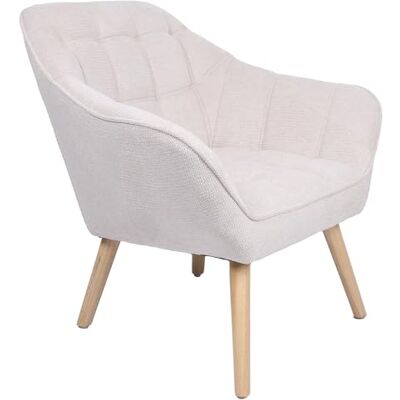 DRW Sessel aus Stoff und Holz in Beige und Natur, 74 x 76 x 83 cm DRW Sessel aus Stoff und Holz in Beige und Natur, 74 x 76 x 83 cm