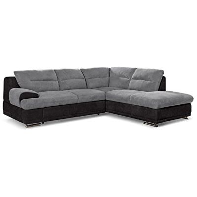 Mivano Ecksofa Coast / Große Sofagarnitur in L-Form mit Ottomane rechts / 264 x 88 x 217 / Materialmix: Grau/Schwarz Mivano Ecksofa Coast / Große Sofagarnitur in L-Form mit Ottomane rechts / 264 x 88 x 217 / Materialmix: Grau/Schwarz