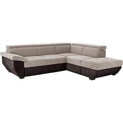 Mivano Ecksofa Speedway / Moderne Couch in L-Form mit verstellbaren Kopfteilen und Ottomane / 262 x 79 x 224 / Zweifarbiger Bezug, elephant/mud Mivano Ecksofa Speedway / Moderne Couch in L-Form mit verstellbaren Kopfteilen und Ottomane / 262 x 79 x 224 / Zweifarbiger Bezug, elephant/mud