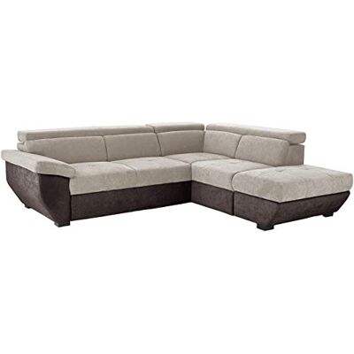 Mivano Ecksofa Speedway / Moderne Couch in L-Form mit verstellbaren Kopfteilen und Ottomane / 262 x 79 x 224 / Zweifarbiger Bezug, platinum/mud Mivano Ecksofa Speedway / Moderne Couch in L-Form mit verstellbaren Kopfteilen und Ottomane / 262 x 79 x 224 / Zweifarbiger Bezug, platinum/mud
