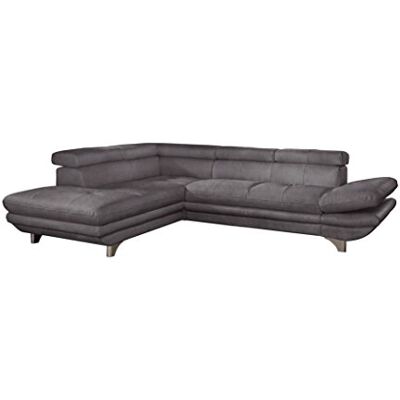 Mivano Ecksofa Enterprise / Trendige Eckcouch in L-Form mit Bettfunktion / Kopfstützen und Armteil verstellbar / 273 x 75 x 238 / Mikrofaser: dunkelgrau Mivano Ecksofa Enterprise / Trendige Eckcouch in L-Form mit Bettfunktion / Kopfstützen und Armteil verstellbar / 273 x 75 x 238 / Mikrofaser: dunkelgrau