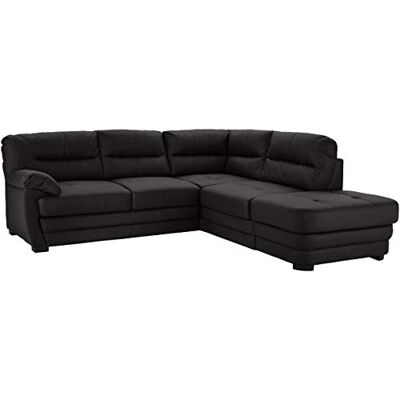 Mivano Ecksofa Royale / Zeitloses L-Form-Sofa mit Schlaffunktion, kleinem Bettkasten, Ottomane und hohen Rückenlehnen / 246 x 90 x 230 / Lederoptik, schwarz Mivano Ecksofa Royale / Zeitloses L-Form-Sofa mit Schlaffunktion, kleinem Bettkasten, Ottomane und hohen Rückenlehnen / 246 x 90 x 230 / Lederoptik, schwarz