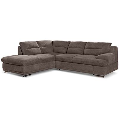 Mivano Schlafsofa Coast / Großes Ecksofa mit Schlaffunktion, Stauraum und Ottomane links / 264 x 88 x 217 / Mikrofaser: Dunkelbraun Mivano Schlafsofa Coast / Großes Ecksofa mit Schlaffunktion, Stauraum und Ottomane links / 264 x 88 x 217 / Mikrofaser: Dunkelbraun