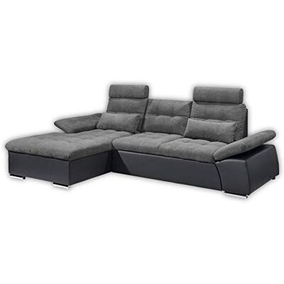 Stella Trading JAKARTA Ecksofa mit Schlaffunktion und Stoffbezug, Schwarz / Lava Ausziehbares Schlafsofa mit steckbaren Kopfstützen und Nierenkissen 268 x 170 x 103 cm (B/H/T) Links Stella Trading JAKARTA Ecksofa mit Schlaffunktion und Stoffbezug, Schwarz / Lava Ausziehbares Schlafsofa mit steckbaren Kopfstützen und Nierenkissen 268 x 170 x 103 cm (B/H/T) Links