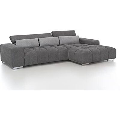 Mivano Ecksofa Orion / Große Eckcouch mit XL-Recamiere, Kopfteilfunktion und Kissen / 307 x 73 x 186 / Mikrofaser, Grau/Hellgrau Mivano Ecksofa Orion / Große Eckcouch mit XL-Recamiere, Kopfteilfunktion und Kissen / 307 x 73 x 186 / Mikrofaser, Grau/Hellgrau
