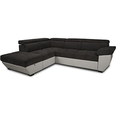 Mivano Ecksofa Speedway / Couch in L-Form mit verstellbaren Kopfteilen und Ottomane / 262 x 79 x 224 / Zweifarbig: dunkelbraun/beige Mivano Ecksofa Speedway / Couch in L-Form mit verstellbaren Kopfteilen und Ottomane / 262 x 79 x 224 / Zweifarbig: dunkelbraun/beige