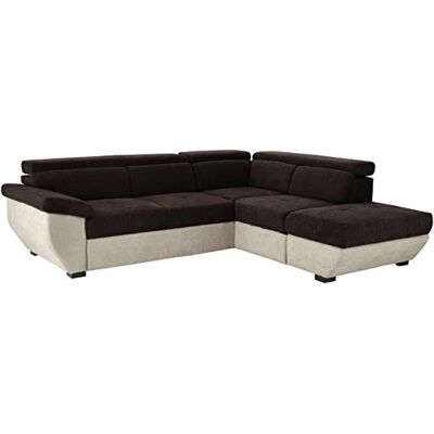 Mivano Schlafsofa Speedway / Moderne Eckcouch mit Schlaffunktion, Stauraum und verstellbaren Kopfteilen / 262 x 79 x 224 / Zweifarbiger Bezug, platinum/mud Mivano Schlafsofa Speedway / Moderne Eckcouch mit Schlaffunktion, Stauraum und verstellbaren Kopfteilen / 262 x 79 x 224 / Zweifarbiger Bezug, platinum/mud