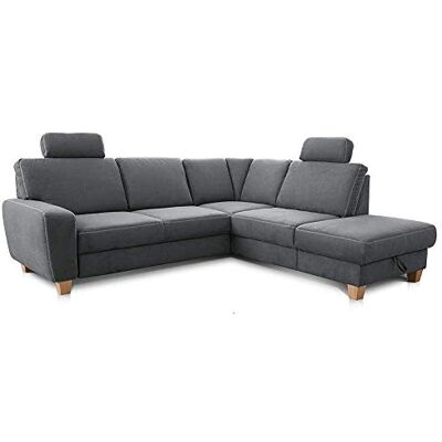 CAVADORE Ecksofa Wisconsin mit Vorziehsitz / Eckcouch mit Federkern / Inkl. 2 Kopfstützen + Bettkasten / Landhausstil / Holzfüße in Buche / Mikrofaser / Größe: 248 x 88 x 218 cm (BxHxT) / Farbe: Grau CAVADORE Ecksofa Wisconsin mit Vorziehsitz / Eckcouch mit Federkern / Inkl. 2 Kopfstützen + Bettkasten / Landhausstil / Holzfüße in Buche / Mikrofaser / Größe: 248 x 88 x 218 cm (BxHxT) / Farbe: Grau