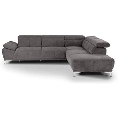 Mivano Ecksofa Felipe / Moderne Eckcouch mit Ottomanen rechts und verstellbaren Kopfstützen / 292 x 73 x 233 / Grau Mivano Ecksofa Felipe / Moderne Eckcouch mit Ottomanen rechts und verstellbaren Kopfstützen / 292 x 73 x 233 / Grau