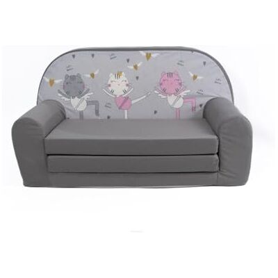 FORTISLINE Kindersofa MINI ausklappbar 78 x 40 x 45 cm Kindercouch aus Mikrofaser mit Liegefläche 104 cm, abnehmbarem waschbarem Bezug, Oeko-TEX Standard 100, Kätzchen FORTISLINE Kindersofa MINI ausklappbar 78 x 40 x 45 cm Kindercouch aus Mikrofaser mit Liegefläche 104 cm, abnehmbarem waschbarem Bezug, Oeko-TEX Standard 100, Kätzchen