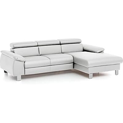Mivano Ecksofa Micky mit Recamiere / L-Form-Sofa mit Schlaffunktion, Bettkasten und Kopfteilverstellung / 244 x 72 x 166 / Kunstleder, Weiß Mivano Ecksofa Micky mit Recamiere / L-Form-Sofa mit Schlaffunktion, Bettkasten und Kopfteilverstellung / 244 x 72 x 166 / Kunstleder, Weiß
