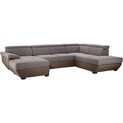 Mivano U-Form-Schlafsofa Speedway, Moderne Wohnlandschaft mit Bett, Stauraum und verstellbaren Kopfteilen, 332 x 79 x 222, Zweifarbiger Bezug, Grau/Braun Mivano U-Form-Schlafsofa Speedway, Moderne Wohnlandschaft mit Bett, Stauraum und verstellbaren Kopfteilen, 332 x 79 x 222, Zweifarbiger Bezug, Grau/Braun