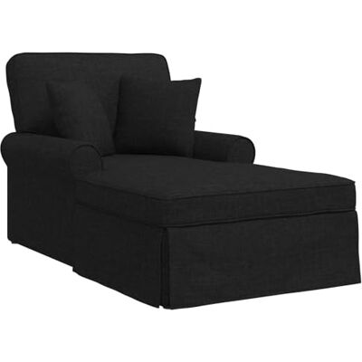 vidaXL Chaise Lounge mit Rock 3 STK. Schwarz Stoff 91 x 157 x 91 cm vidaXL Chaise Lounge mit Rock 3 STK. Schwarz Stoff 91 x 157 x 91 cm