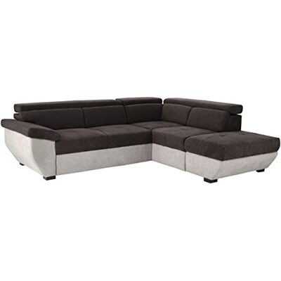 Mivano Ecksofa Speedway / Moderne Couch in L-Form mit verstellbaren Kopfteilen und Ottomane / 262 x 79 x 224 / Zweifarbiger Bezug, mud/elephant Mivano Ecksofa Speedway / Moderne Couch in L-Form mit verstellbaren Kopfteilen und Ottomane / 262 x 79 x 224 / Zweifarbiger Bezug, mud/elephant