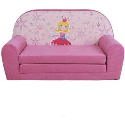 FORTISLINE Kindersofa MINI ausklappbar 78 x 40 x 45 cm Kindercouch aus Mikrofaser mit Liegefläche 104 cm, abnehmbarem waschbarem Bezug, Oeko-TEX Standard 100, Prinzessin FORTISLINE Kindersofa MINI ausklappbar 78 x 40 x 45 cm Kindercouch aus Mikrofaser mit Liegefläche 104 cm, abnehmbarem waschbarem Bezug, Oeko-TEX Standard 100, Prinzessin