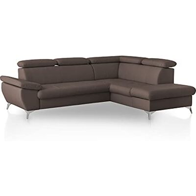 Mivano Ecksofa Gisele / Eckcouch mit Schlaffunktion, Stauraum, Armteilfunktion und Kopfteilverstellung / 256 x 83 x 209 / Kunstleder, Dunkelbraun Mivano Ecksofa Gisele / Eckcouch mit Schlaffunktion, Stauraum, Armteilfunktion und Kopfteilverstellung / 256 x 83 x 209 / Kunstleder, Dunkelbraun