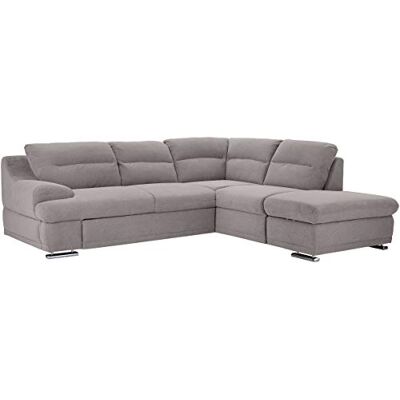 Mivano Ecksofa Coast / Große Sofagarnitur in L-Form mit Ottomane rechts, 264 x 88 x 217, Mikrofaser: hellgrau Mivano Ecksofa Coast / Große Sofagarnitur in L-Form mit Ottomane rechts, 264 x 88 x 217, Mikrofaser: hellgrau