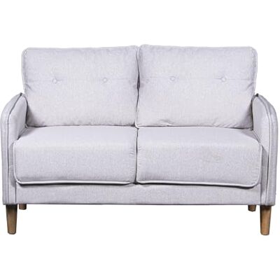 DRW 2-Sitzer-Sofa aus Polyester mit Beinen aus Holz, Gummi, Hellgrau, 131 x 75 x 86 cm DRW 2-Sitzer-Sofa aus Polyester mit Beinen aus Holz, Gummi, Hellgrau, 131 x 75 x 86 cm