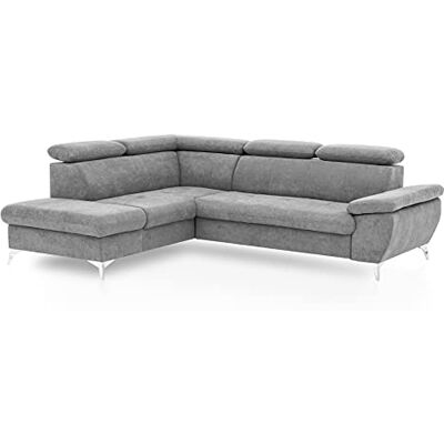 Mivano Eckcouch Gisele / Ecksofa mit Schlaffunktion, Stauraum, Armteilfunktion und Kopfteilverstellung / 256 x 83 x 209 / Velours, Hellgrau Mivano Eckcouch Gisele / Ecksofa mit Schlaffunktion, Stauraum, Armteilfunktion und Kopfteilverstellung / 256 x 83 x 209 / Velours, Hellgrau