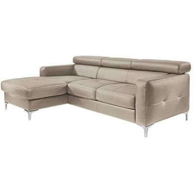 Mivano Ecksofa Sammy, Bettsofa in Lederoptik mit großem Stauraum und verstellbaren Kopfteilen, 227 x 74 x 187, Lederimitat, hellbraun Mivano Ecksofa Sammy, Bettsofa in Lederoptik mit großem Stauraum und verstellbaren Kopfteilen, 227 x 74 x 187, Lederimitat, hellbraun