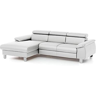 Mivano Ecksofa Micky mit Recamiere / L-Form-Sofa mit Schlaffunktion, Bettkasten und Kopfteilverstellung / 244 x 72 x 166 / Kunstleder, Weiß Mivano Ecksofa Micky mit Recamiere / L-Form-Sofa mit Schlaffunktion, Bettkasten und Kopfteilverstellung / 244 x 72 x 166 / Kunstleder, Weiß