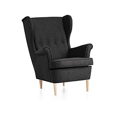 Traumnacht bequemer und moderner Ohrensessel, Polstersessel, Relaxsessel Edgar mit Holzfüßen, Polstersessel im Landhaus-Stil, produziert nach deutschem Qualitätsstandard, anthrazit Traumnacht bequemer und moderner Ohrensessel, Polstersessel, Relaxsessel Edgar mit Holzfüßen, Polstersessel im Landhaus-Stil, produziert nach deutschem Qualitätsstandard, anthrazit